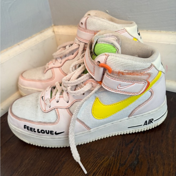 Nike Air Force One pink High-Tops with Yellow and Orange Accents size 8.5 - Picture 1 of 4